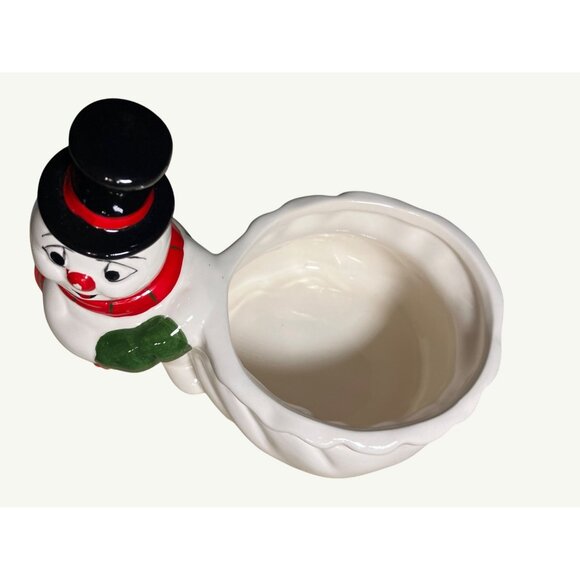 Vintage Christmas Snowman Ceramic Candy Dish Bowl  Planter Trinket Holder - Picture 4 of 13